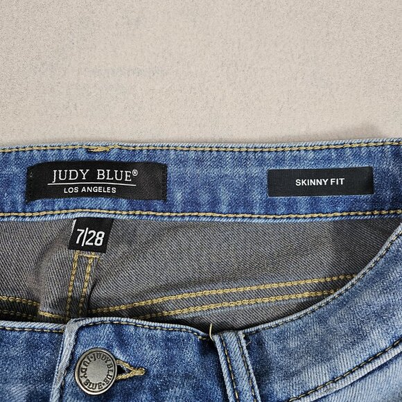 Judy Blue Jeans Womens 7/28 Blue Denim Skinny Fit Mid Rise Designer - Picture 7 of 14